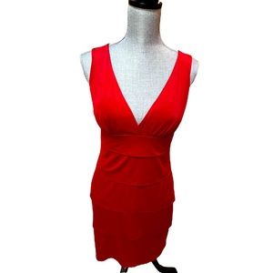 Red V Neck Dress